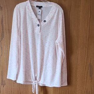 Lane Bryant Soft, Light Weight Hacci Fabric, Long Sleeve Top With Front Tie